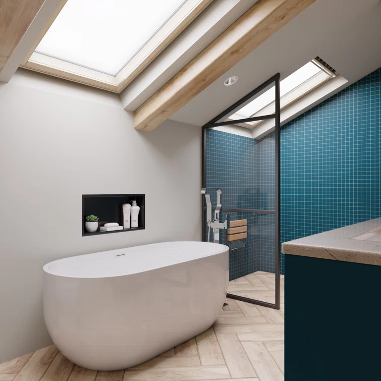 59'' x 28'' Freestanding Soaking Acrylic Bathtub