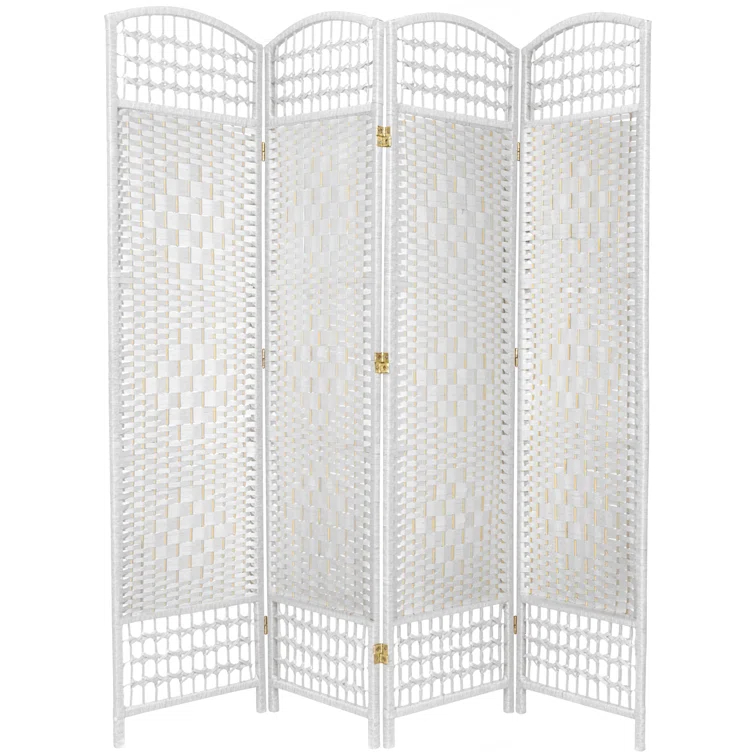5 1/2 ft. Tall Fiber Weave Room Divider - White (4 Panels)