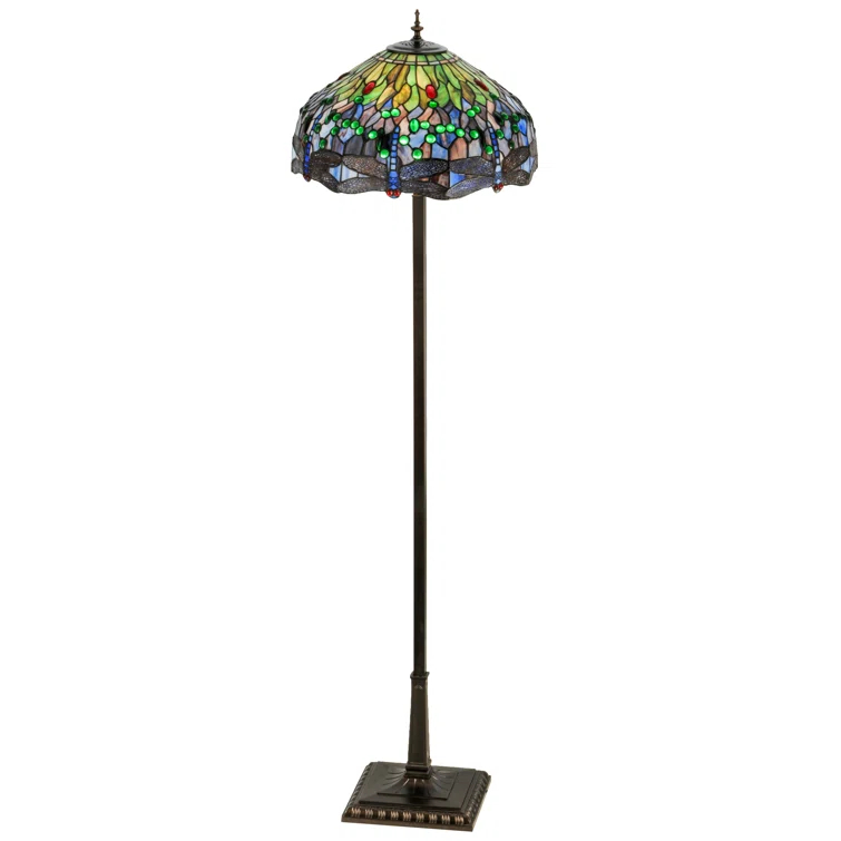 151154 Meyda 67"H Tiffany Hanginghead Dragonfly Floor Lamp