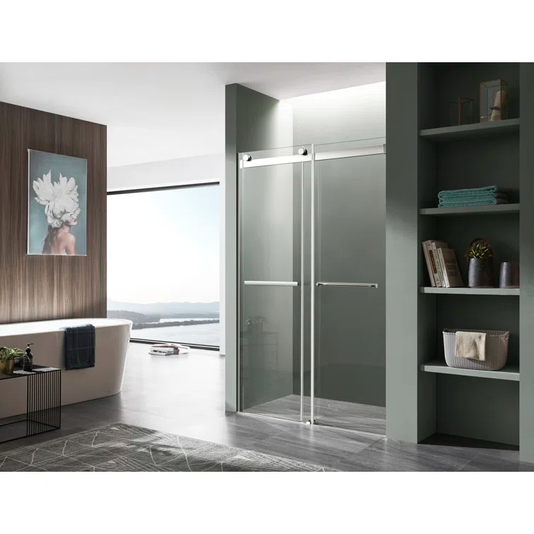 Kahn 60" W x 76" H Double Sliding Frameless Shower Door