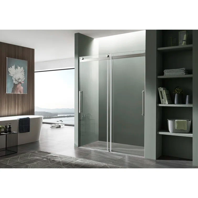 Stellar 48" W x 76" H Double Sliding Frameless Shower Door