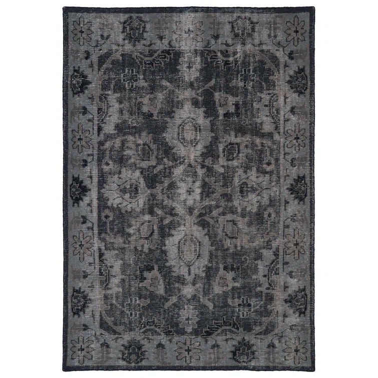 Kaleen Restoration Oriental Hand-Knotted Wool Black Area Rug & Reviews | Wayfair