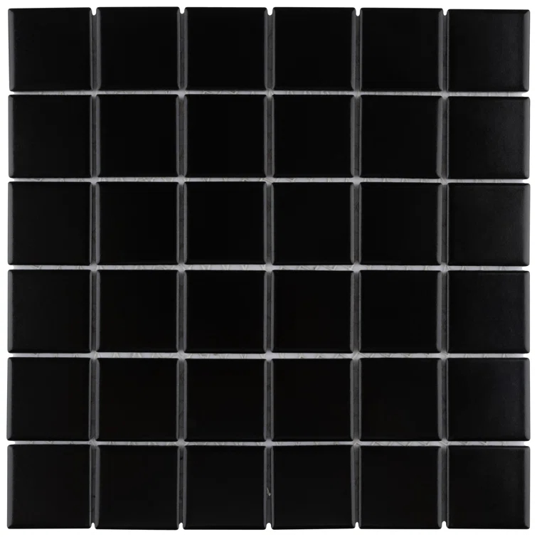 Merola Tile Metro Quad Matte Black 11-3/4" x 11-3/4" Porcelain Mosaic Floor and Wall Tile