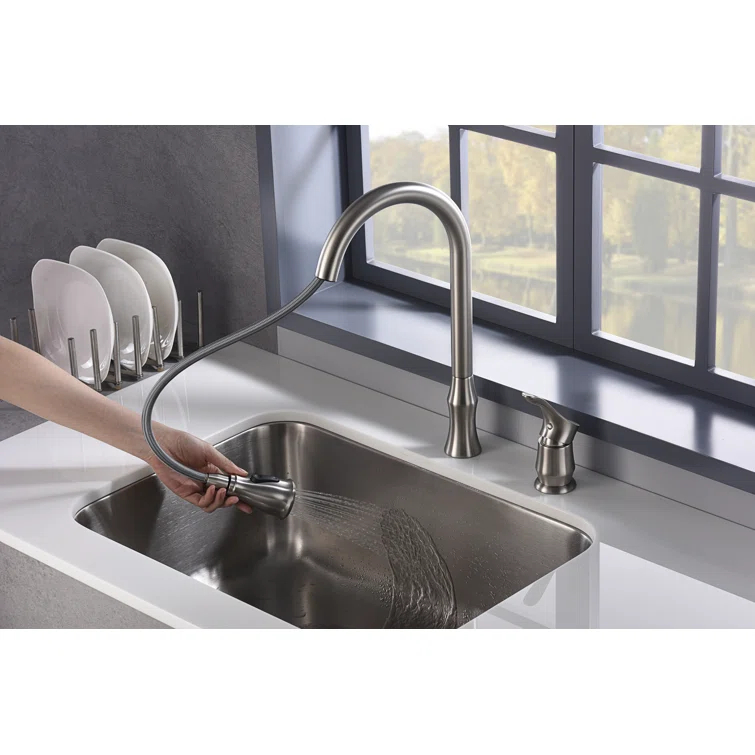Karran Hillwood Single Handle Pull Down Sprayer Kitchen Faucet