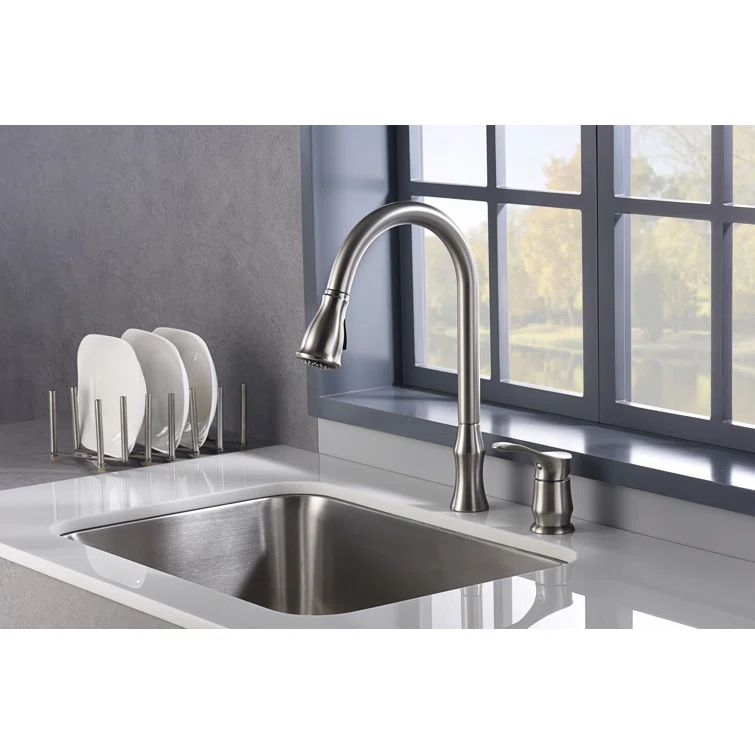 Karran Hillwood Single Handle Pull Down Sprayer Kitchen Faucet