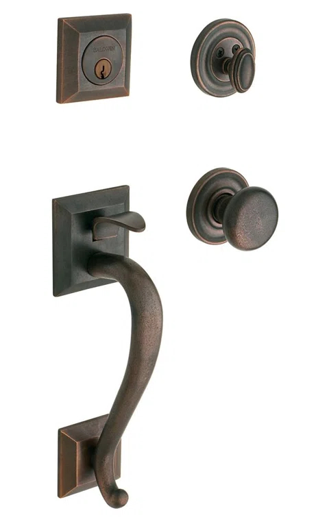 Distressed Oil Rubbed Bronze Single Cylinder Handleset with Classic Knob