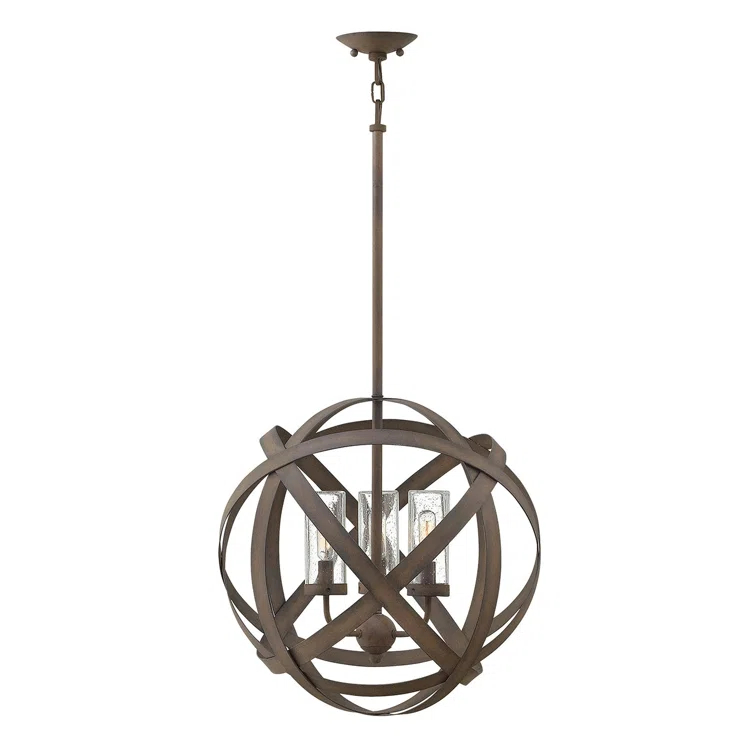 Carson 3-Light 12V LED Outdoor Orb Pendant, Vintage Iron
