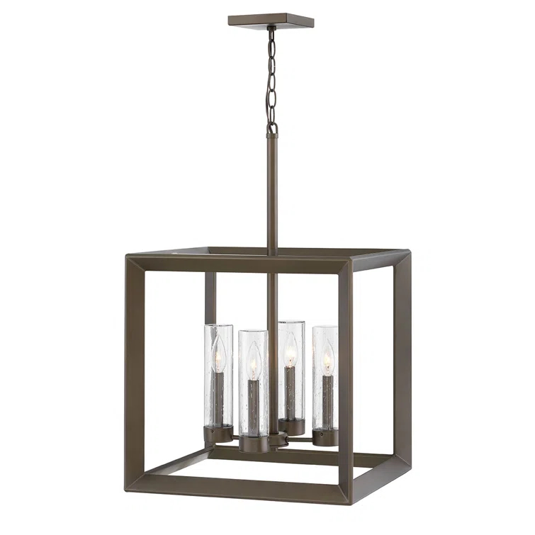 Hinkley Rhodes Four-Light 12V Outdoor Candle Open Cage Pendant