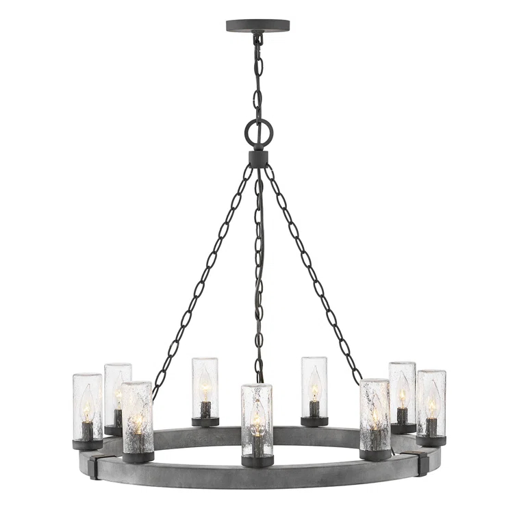 Sawyer 30" Nine-Light 12v Outdoor Candle Chandelier - LEDs Included