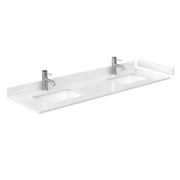 Beckett 66" Freestanding Double Bathroom Vanity with Cultured Marble Top