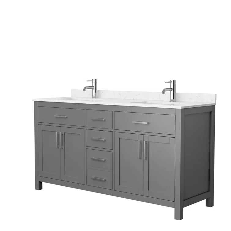 Beckett 66" Freestanding Double Bathroom Vanity with Cultured Marble Top