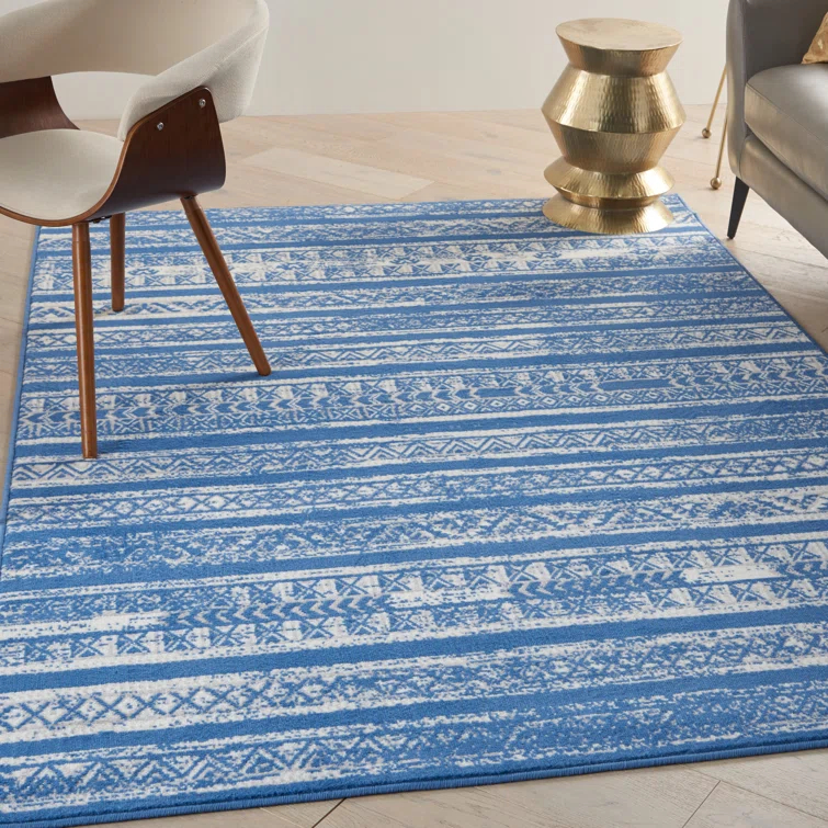 Pleasanton Abstract Blue/Ivory Area Rug