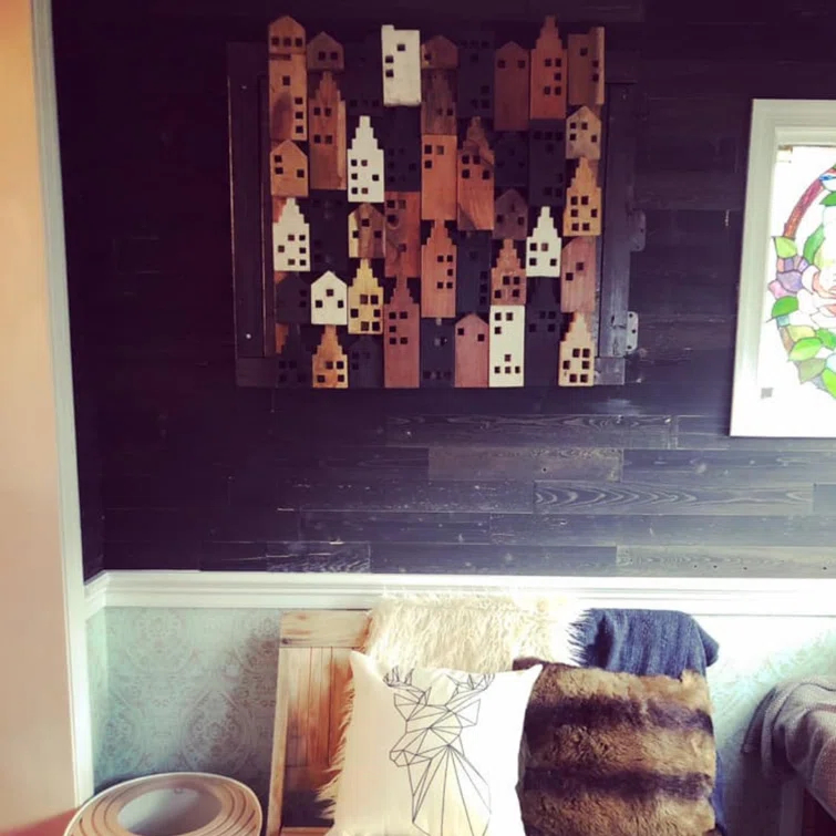 Timberchic River Reclaimed Wooden Wall planks - Simple Peel & Stick Wall Covering Application for DIY Accent Wall & Home Improvement - Modern, Premium Wall Paneling