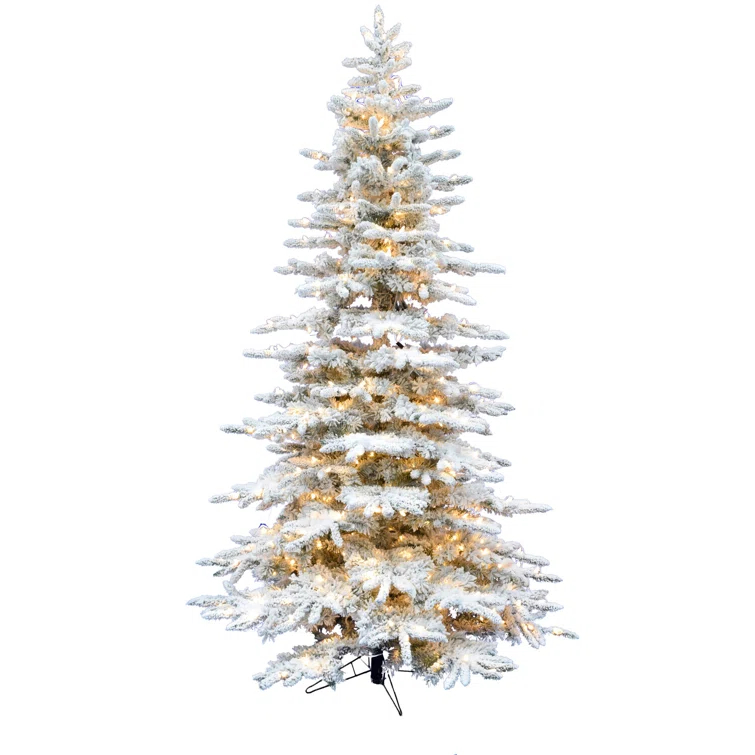 Christmas Time Christmas Time 6.5-Ft. Pre-Lit Snowy White Pine Artificial Christmas Tree with Clear LED Lights