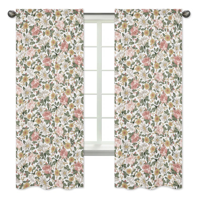 Sweet Jojo Designs Vintage Floral Semi-Sheer Rod Pocket Curtain Panels (Set of 2)