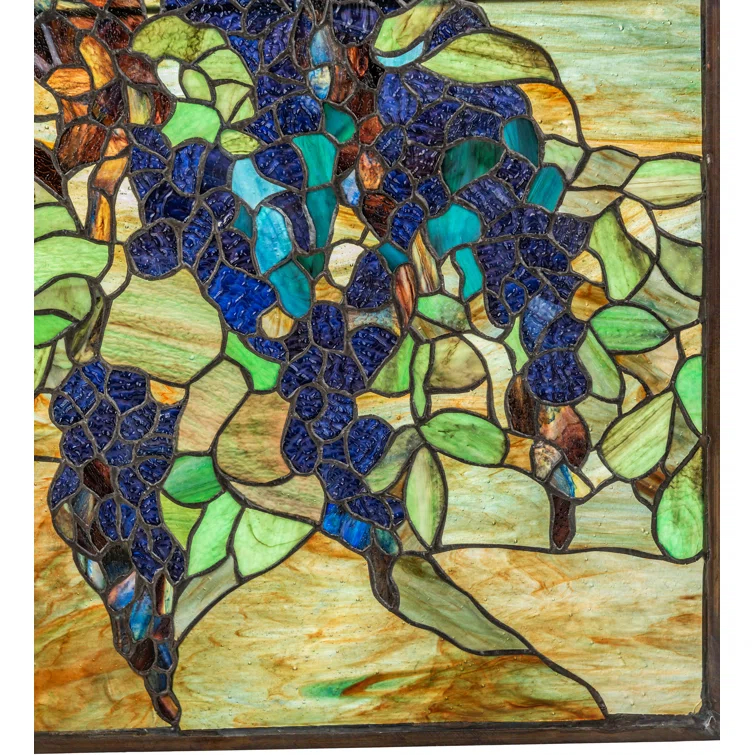 48" High x 32" Wide Tiffany Wisteria & Snowball Art Glass Window