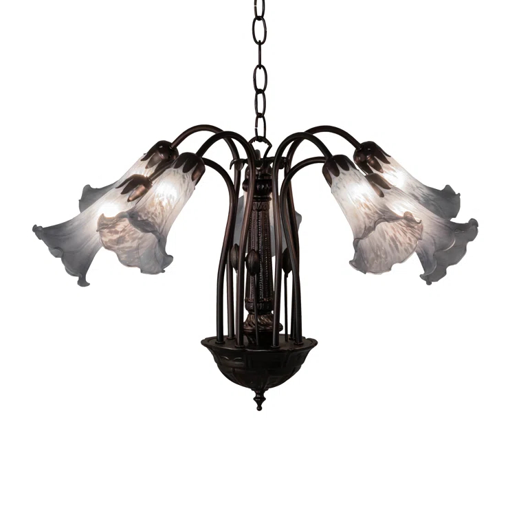 Meyda Tiffany 236535 Tiffany Pond Lily 7 Light 26" Wide Chandelier - MultiColor