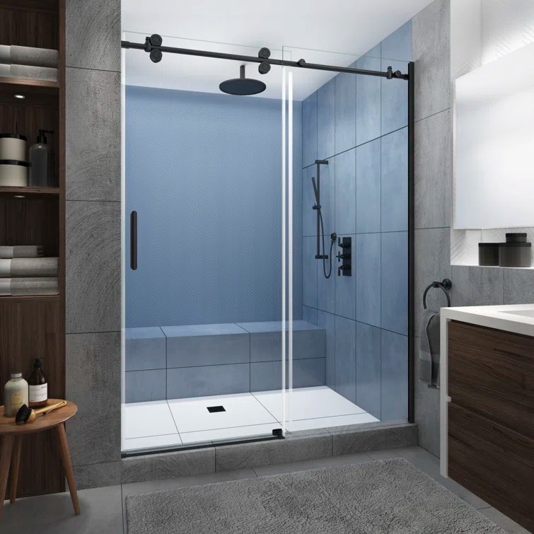 Langham XL 56 - 60" W x 80" H Sliding Frameless Shower Door