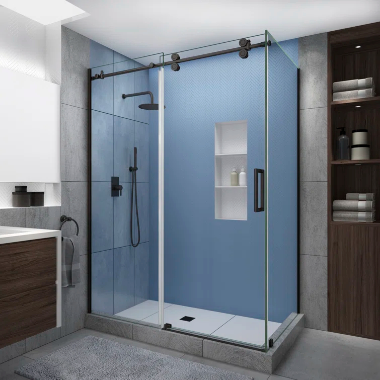 Langham XL 56" - 60" W x 32" D x80" H Frameless Rectangle Shower Enclosure