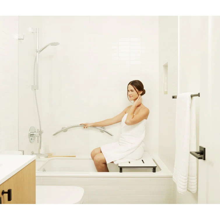 Lifestyle & Wellness Crescent Curved Wall Mount Bathroom Shower 30" Grab Bar