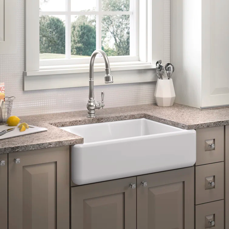 Whitehaven® 33" x 22" Self-Trimming Under-Mount Single-Bowl Kitchen Sink with Tall Apron
