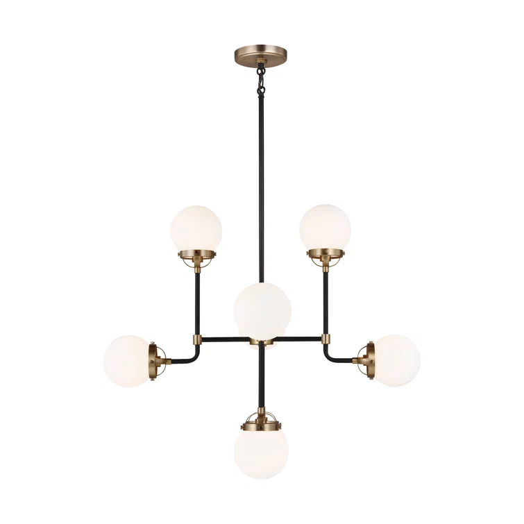 Generation Lighting Cafe 8 -Light Satin Brass Modern/contemporary For Use in Dining Rooms, Foyers, Kitchens, Chandelier