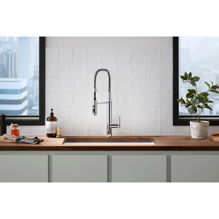 Kohler Purist® Single Handle Semi-Professional Pre-Rinse Kitchen Faucet with Pull Down Sprayer