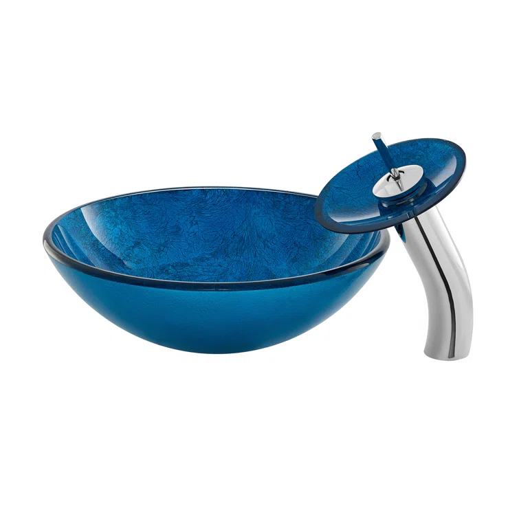 Cascade 16.5 Glass Vessel Sink with Faucet