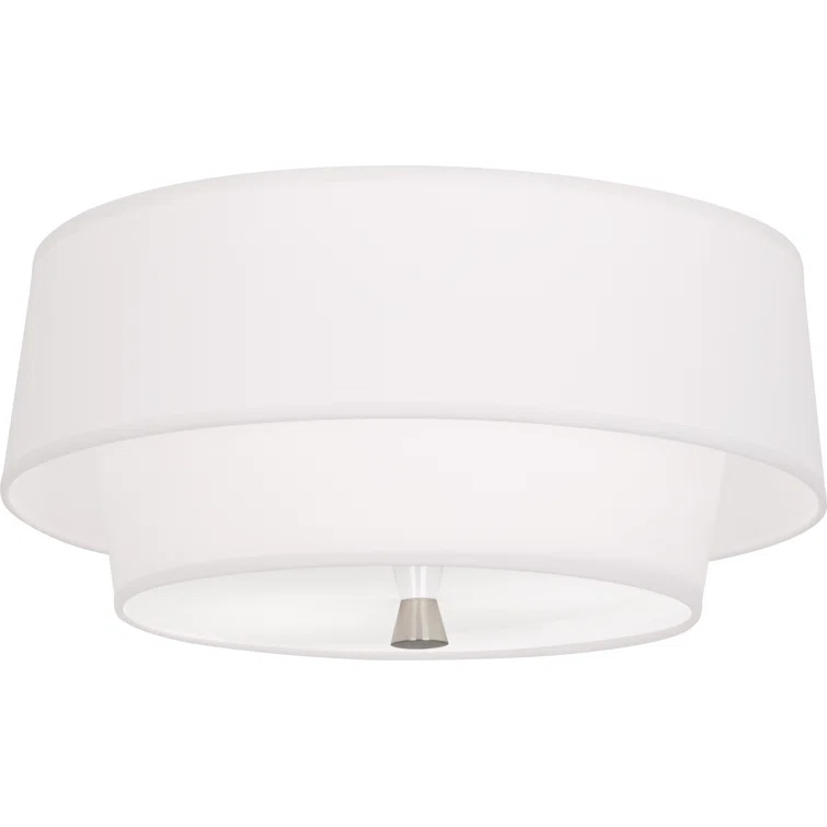 Decker 17" Polished Nickel and White Flush Mount Light
