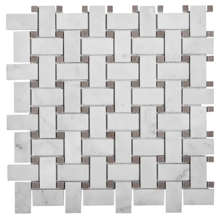 12" x 12" Natural Stone Basketweave Mosaic Wall & Floor Tile