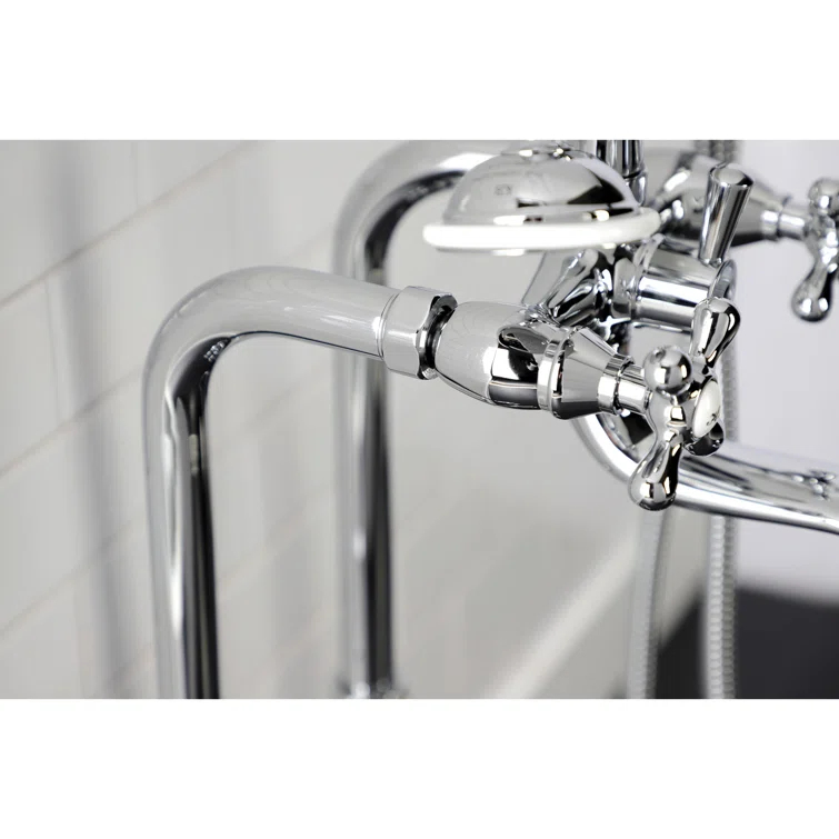 Kingston Brass CCK226K1 Kingston Brass Kingston Three-Handle 2-Hole Freestanding Clawfoot Tub Faucet Package with Supply Line and Stop Valve