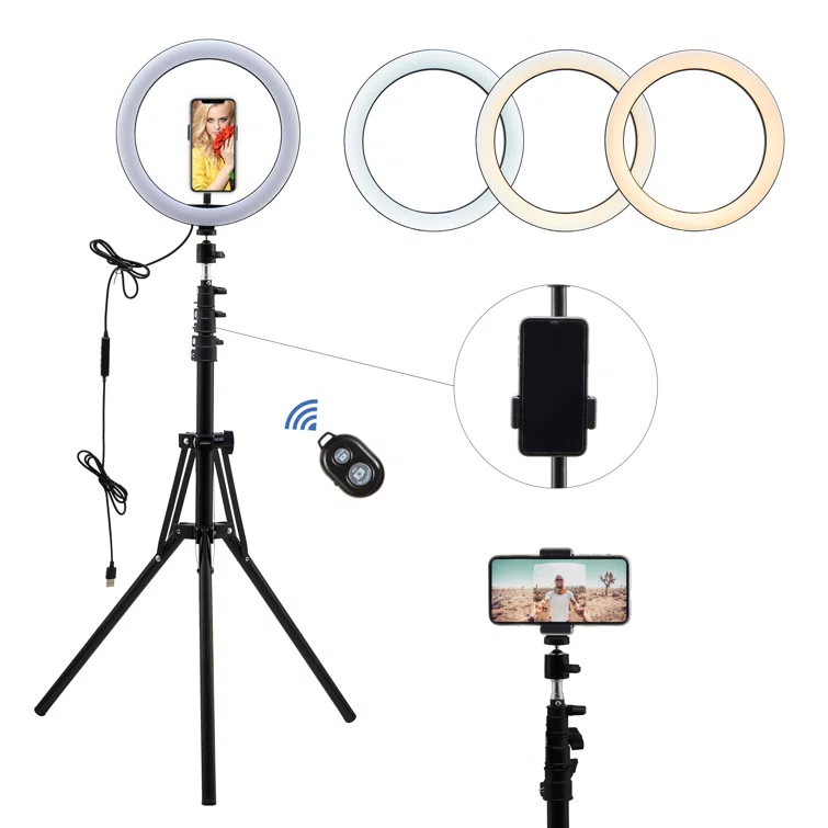 Dimmable Ring Lighting Kit Tripod with Light Stand