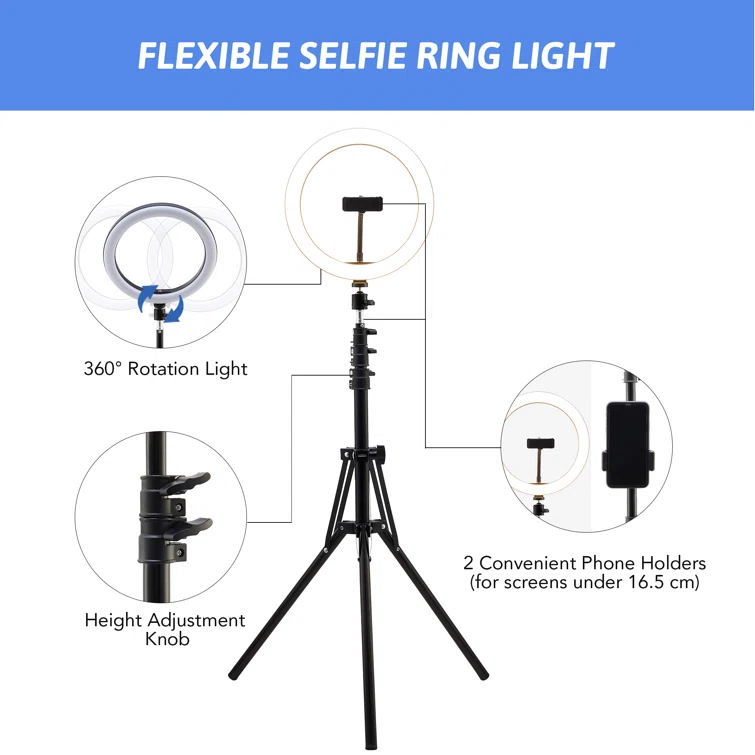Dimmable Ring Lighting Kit Tripod with Light Stand
