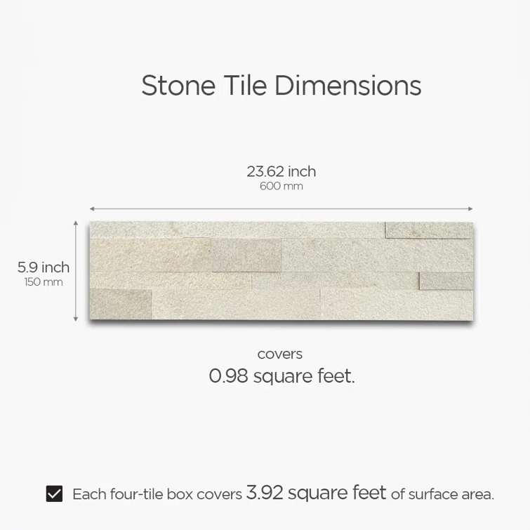 5.9'' W x 23.6'' L Natural Stone Peel and Stick Mosaic Tile