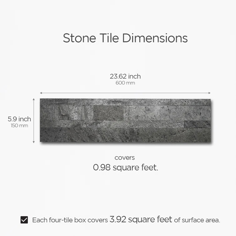 5.9'' W x 23.6'' L Natural Stone Peel and Stick Mosaic Tile