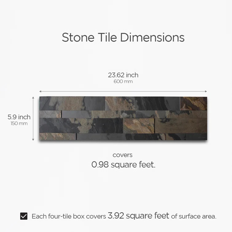 6'' W x 24'' L Natural Stone Peel and Stick Mosaic Tile