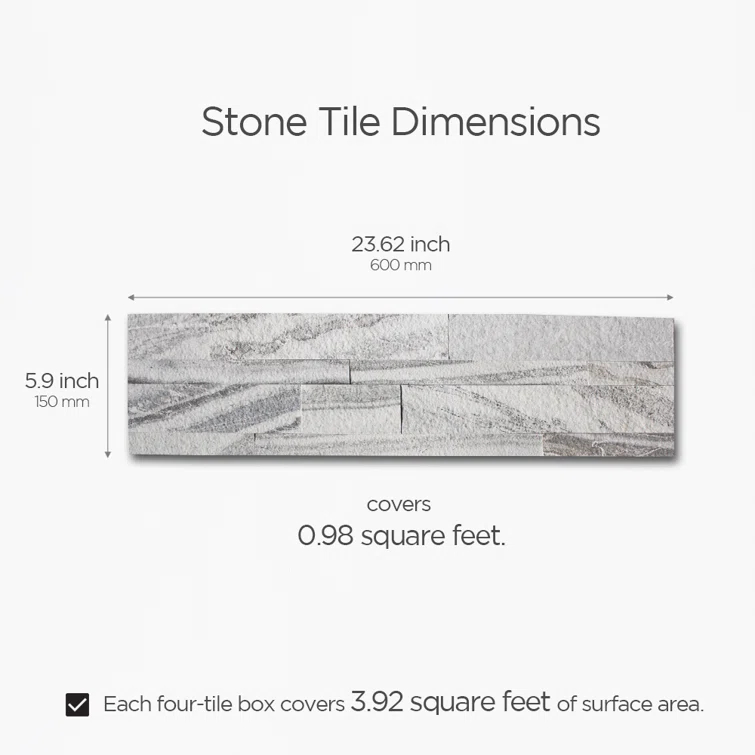 6'' W x 24'' L Natural Stone Peel and Stick Mosaic Tile