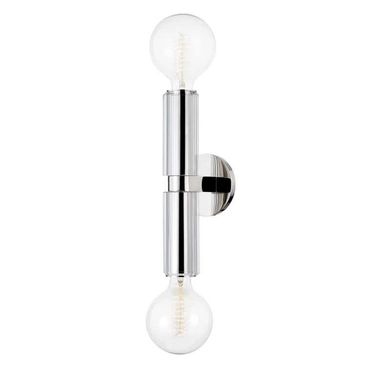 Sleek Transitional 24.75" Silver Nickel Dimmable Wall Sconce