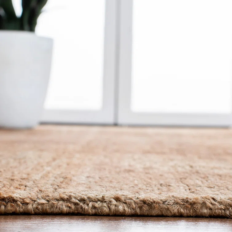 Hand-Knotted Stripe Wool Area Rug in Neutral Tobacco, 4' x 6'