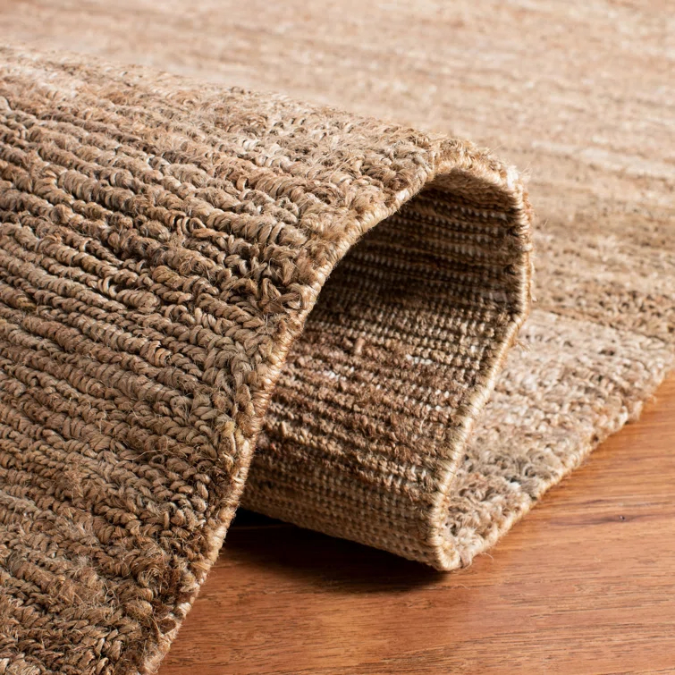 Hand-Knotted Stripe Wool Area Rug in Neutral Tobacco, 4' x 6'