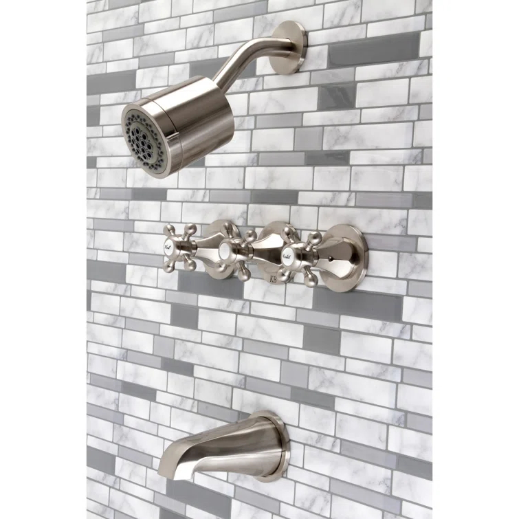 Kingston Brass Metropolitan Triple-Handle Tub and Shower Faucet