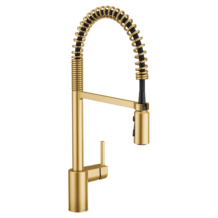 Align One Handle Spring Kitchen Faucet, Modern Single Hole Kitchen Sink Faucet Pulldown Sprayer