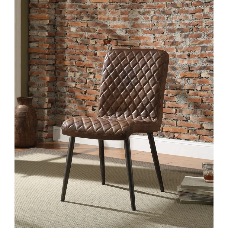 17 Stories 19'' H Genuine Leather Upholstered Side Chair (Set of 2)