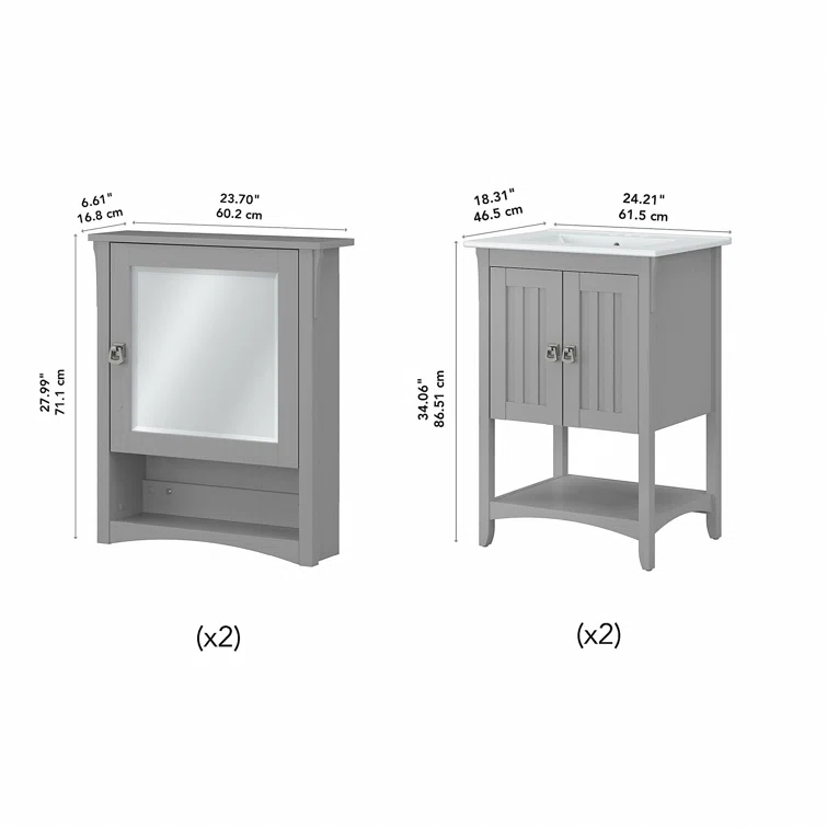 Double Bathroom Vanity with Ceramic Top with Mirror