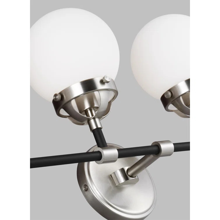 Midnight Black and Brushed Nickel 4-Light Vanity with Etched Glass