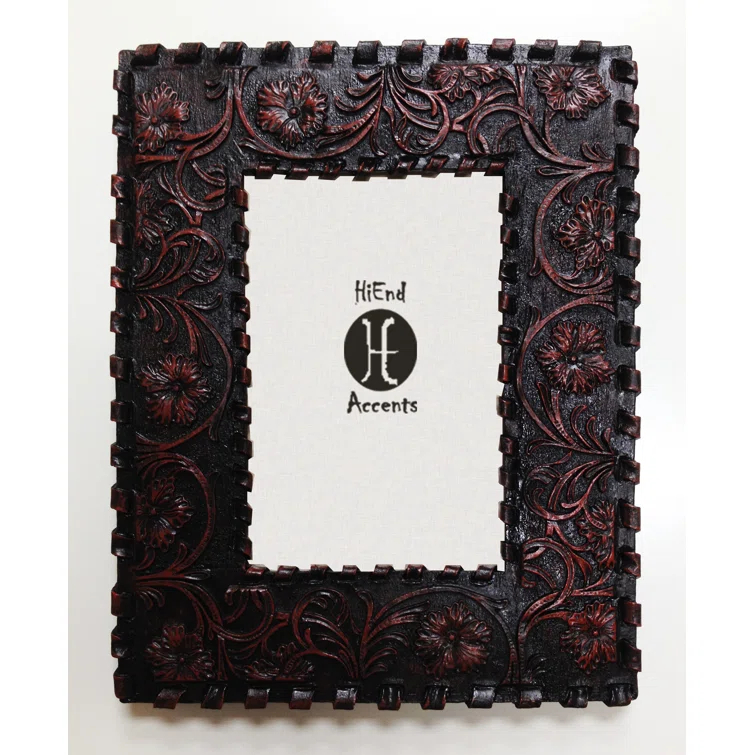 Paseo Road by HiEnd Accents Red Wood Embossed Picture Frame (Set of 2)