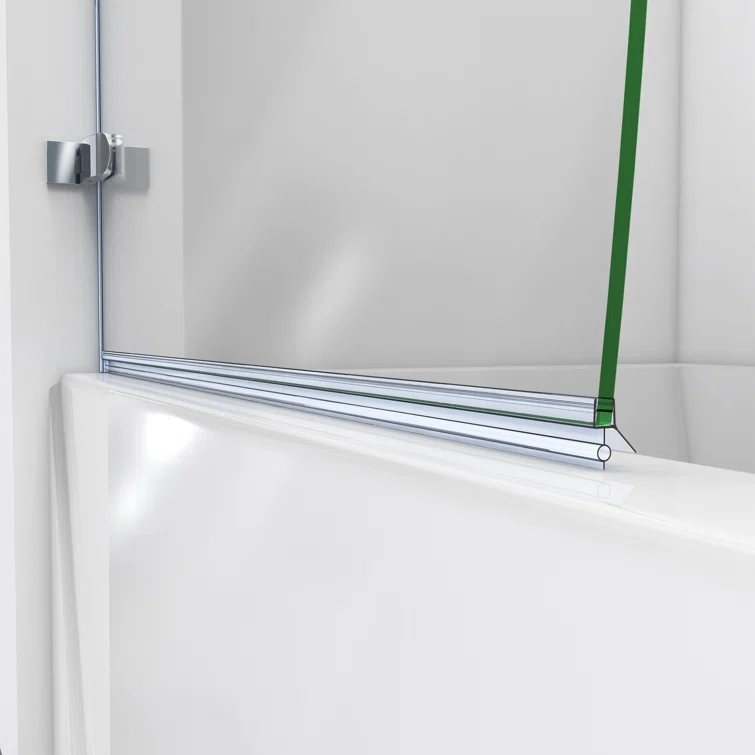 Aqua Uno 56" W x 58" H Hinged Semi-Frameless Tub Door