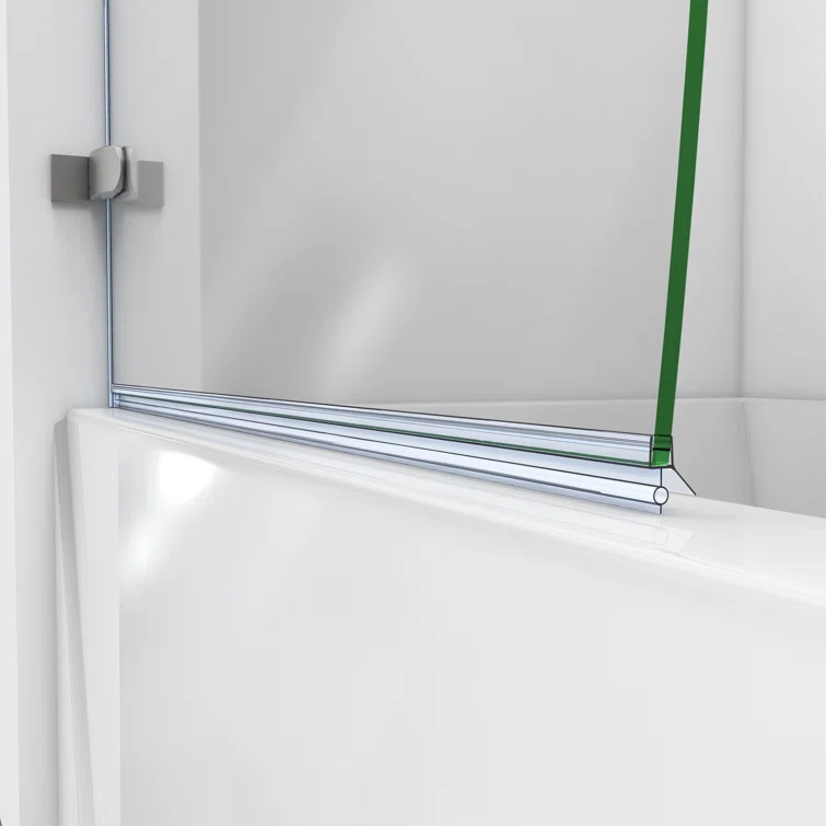 Aqua Uno 56" W x 58" H Hinged Semi-Frameless Tub Door