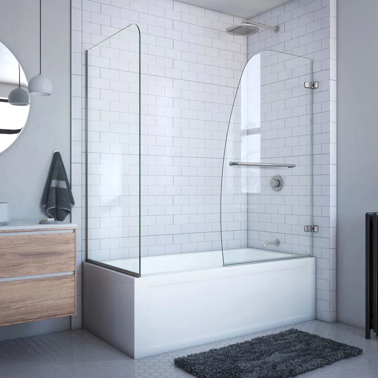 Aqua Uno 56" W x 58" H Hinged Semi-Frameless Tub Door