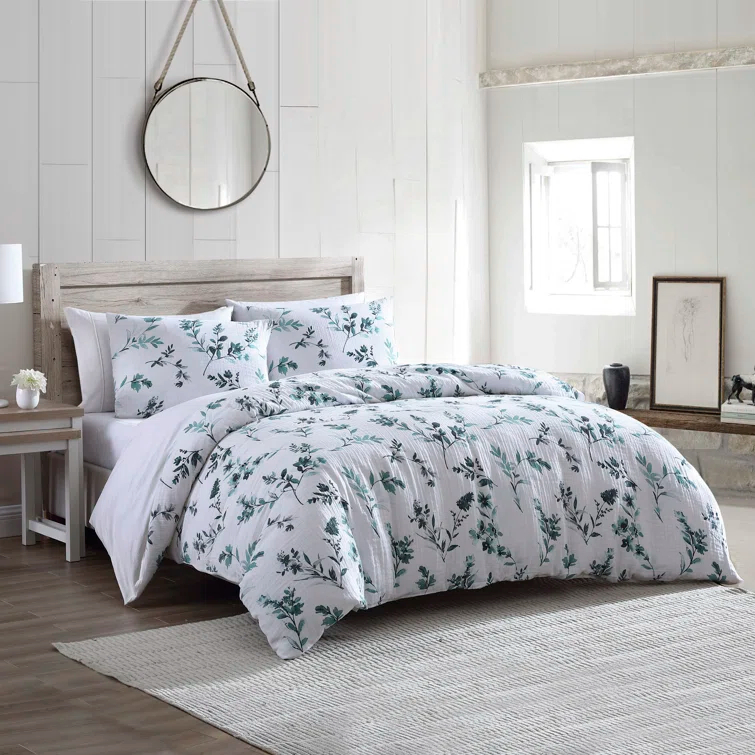 Cotton Percale Floral Comforter Set